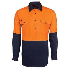 The Closed Front Hi Vis 190G Work Shirt | Long Sleeve | Adults